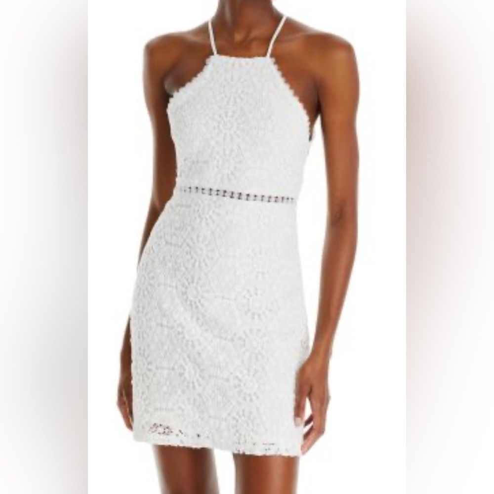 Aqua  White Crochet mini Dress